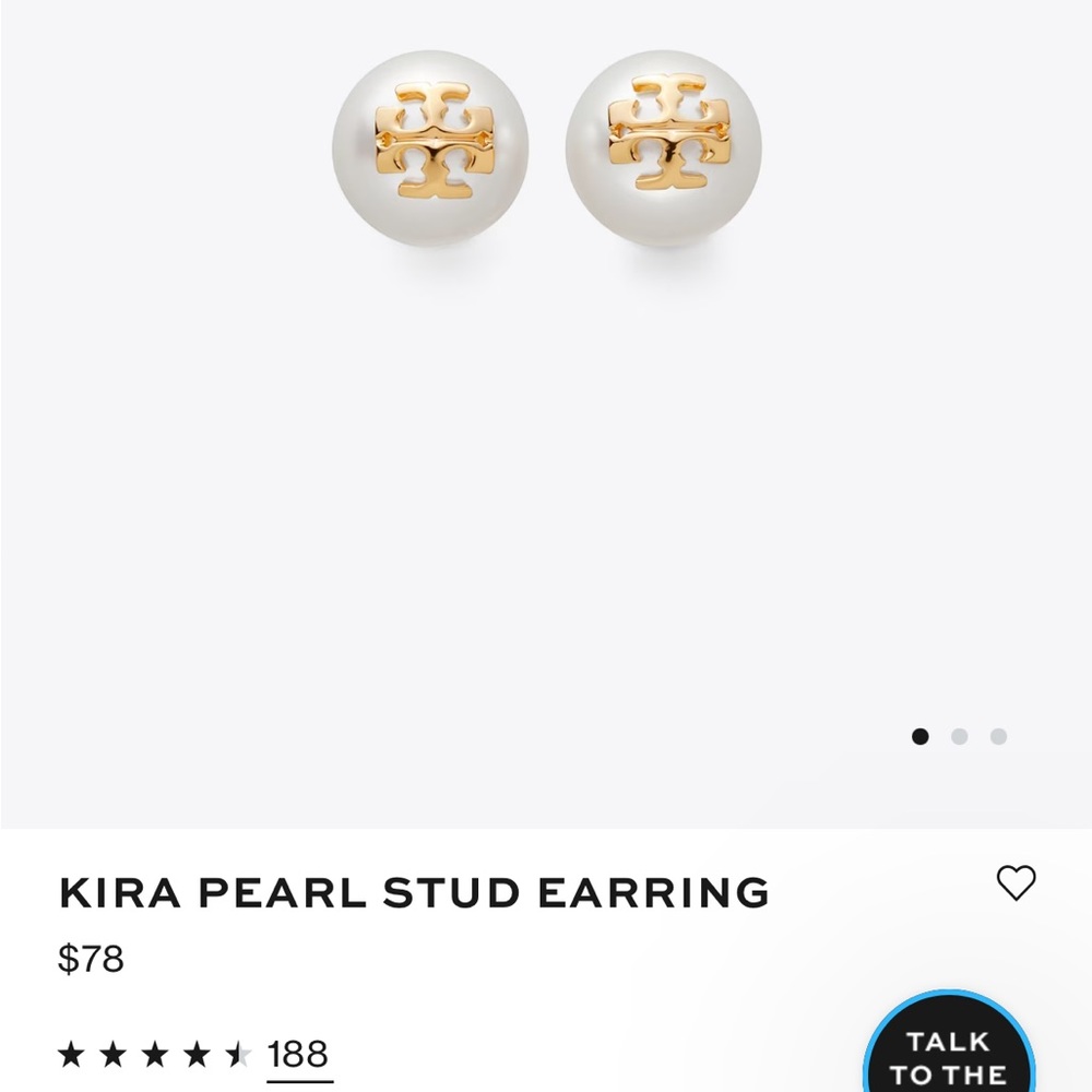 NEW Tory Burch Kira Stud Pearl Earrings